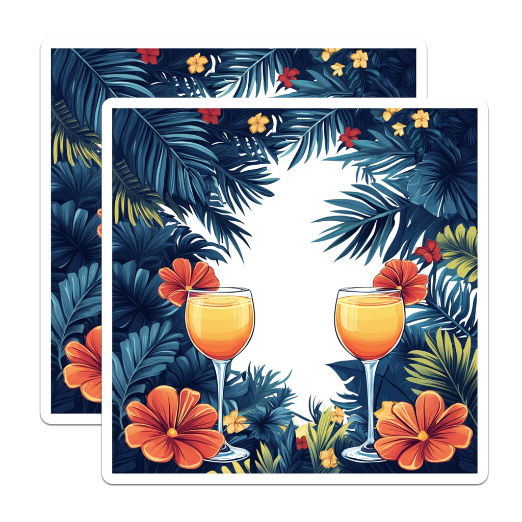 (2 Pack) Tropical Cocktail Magnets - Summer Vacation Decor - Island Vibe Bar Accessory - Refrigerator Art - 5 Inches On Longest Side - Thick Durable Magnet - Made in USA - MAG30984