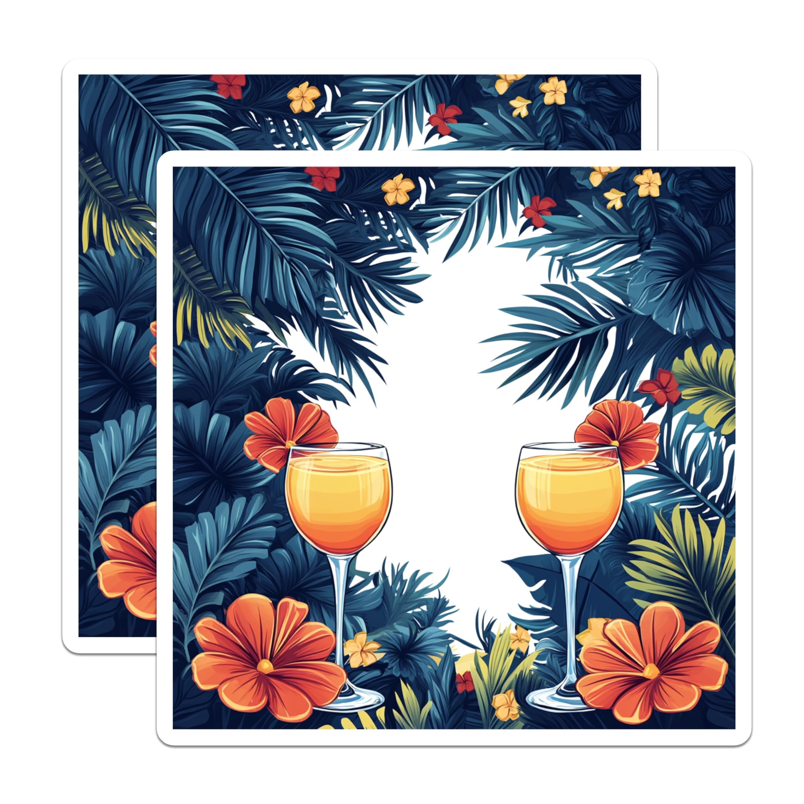 (2 Pack) Tropical Cocktail Magnets - Summer Vacation Decor - Island Vibe Bar Accessory - Refrigerator Art - 5 Inches On Longest Side - Thick Durable Magnet - Made in USA - MAG30984
