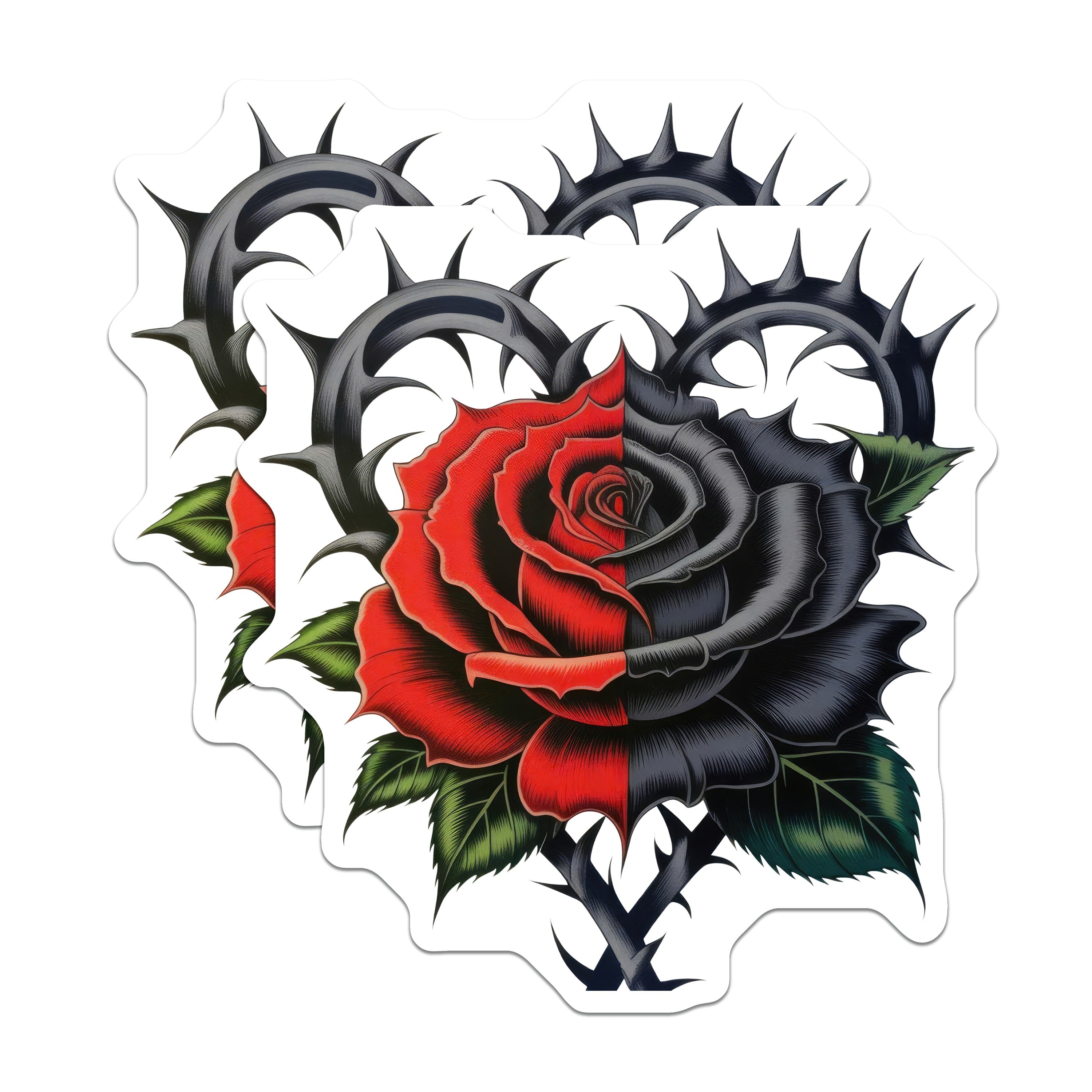 (2 Pack) Gothic Rose Magnets - Black Red Split Rose - Dark Romance Home Decor - Alternative Art Love Thorns - 5 Inches On Longest Side - Thick Durable Magnet - Made in USA - MAG39354