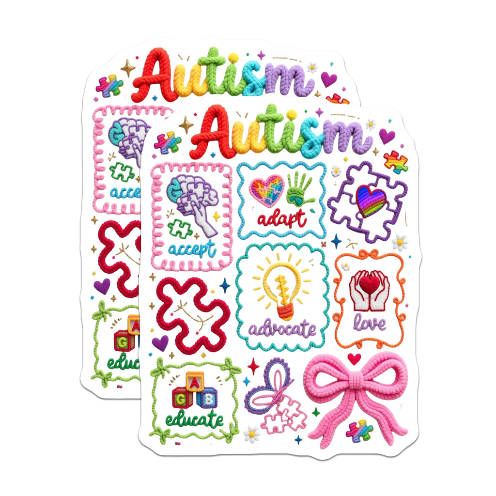 (2 Pack) Autism Awareness Magnets - Neurodiversity Puzzle Piece - Accept Adapt Advocate Love Decor - 5 Inches On Longest Side - Thick Durable Magnet - Made in USA - MAG21819