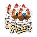 (2 Pack) Easily Distracted by Pecker Stickers - Funny Chicken Decal - Hilarious Animal Pun Vinyl - 5" On Longest Side - Sticks to Smooth Flat Surfaces - Made in USA - BMCS6387