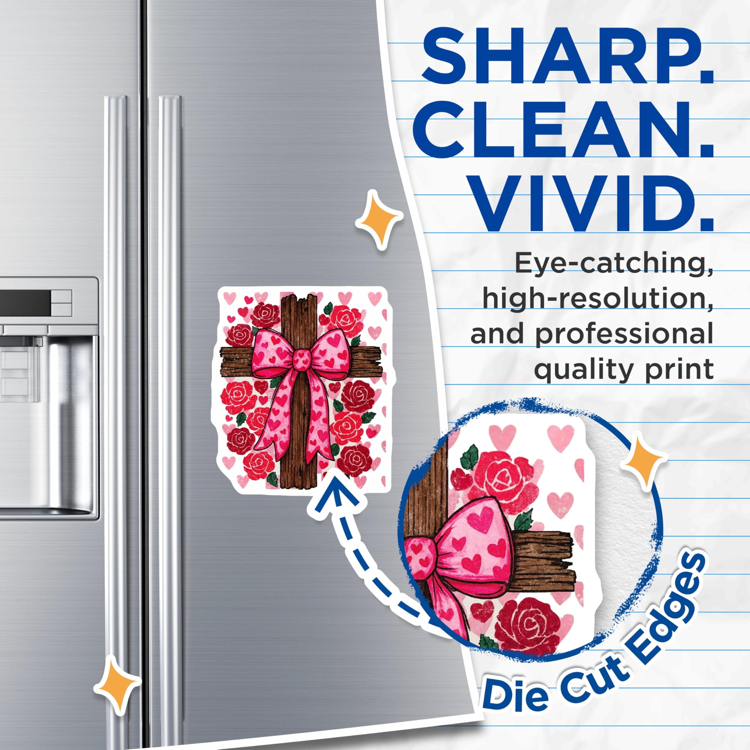 (2 Pack) Christian Cross Magnets - Hearts and Roses Design - Religious Home Decor - 5" On Longest Side - Premium Magnet - for Cars, Refrigerators, Toolboxes, Lockers - Made in USA - MAG16721