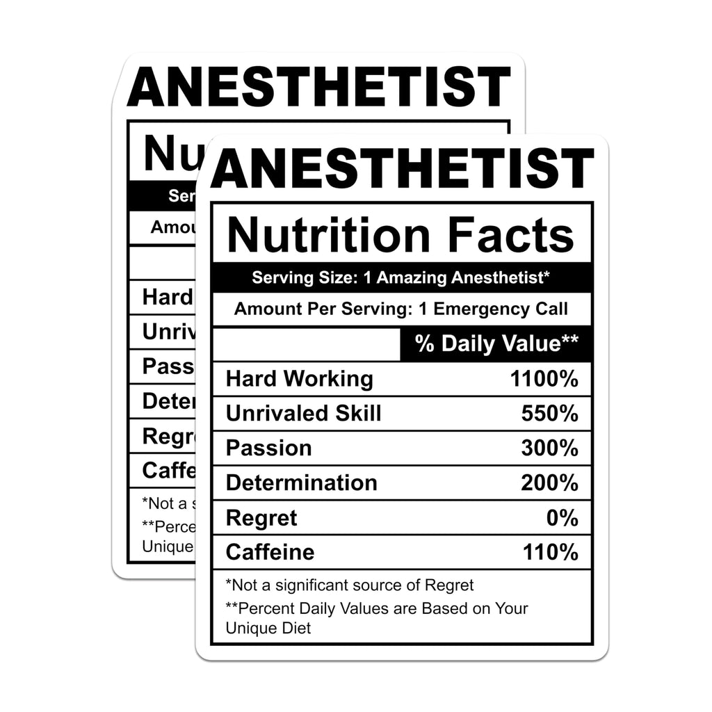 (2 Pack) Anesthetist Nutrition Facts Magnets - Funny Healthcare - Medical Professional - 5" On Longest Side - Premium Magnet - for Cars, Refrigerators, Toolboxes, Lockers - Made in USA - MAG16415