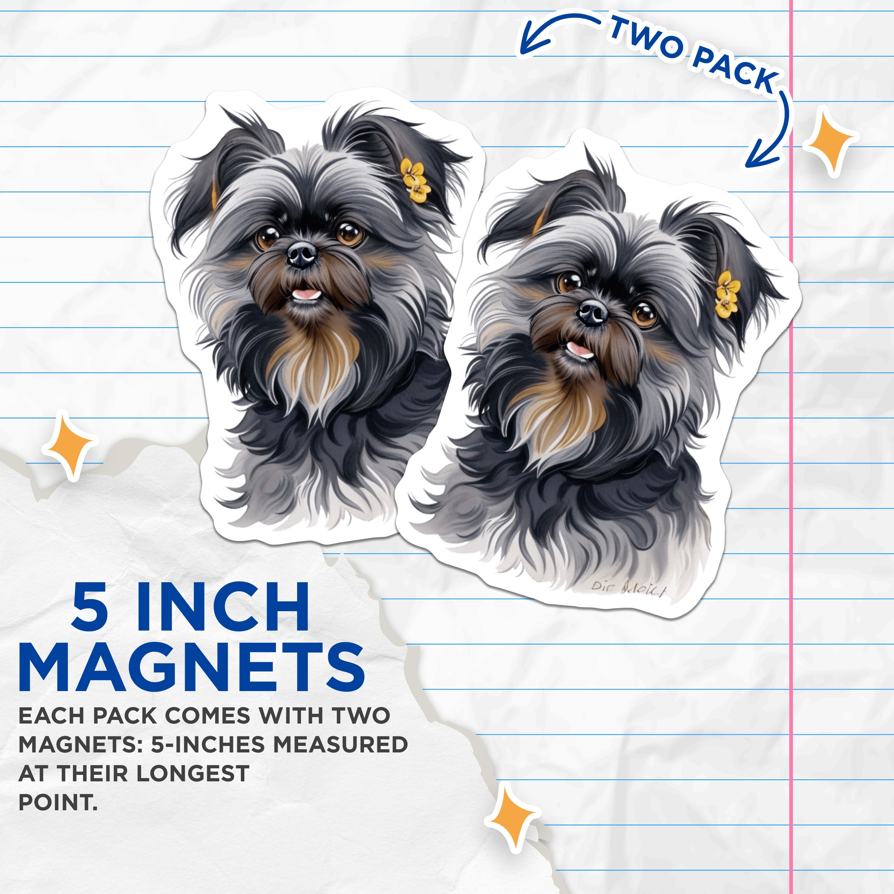 (2 Pack) Shih Tzu Dog Magnets - Cute Pet Portrait - Animal Lover Fridge Decor - 5 Inches On Longest Side - Thick Durable Magnet - Made in USA - MAG39597