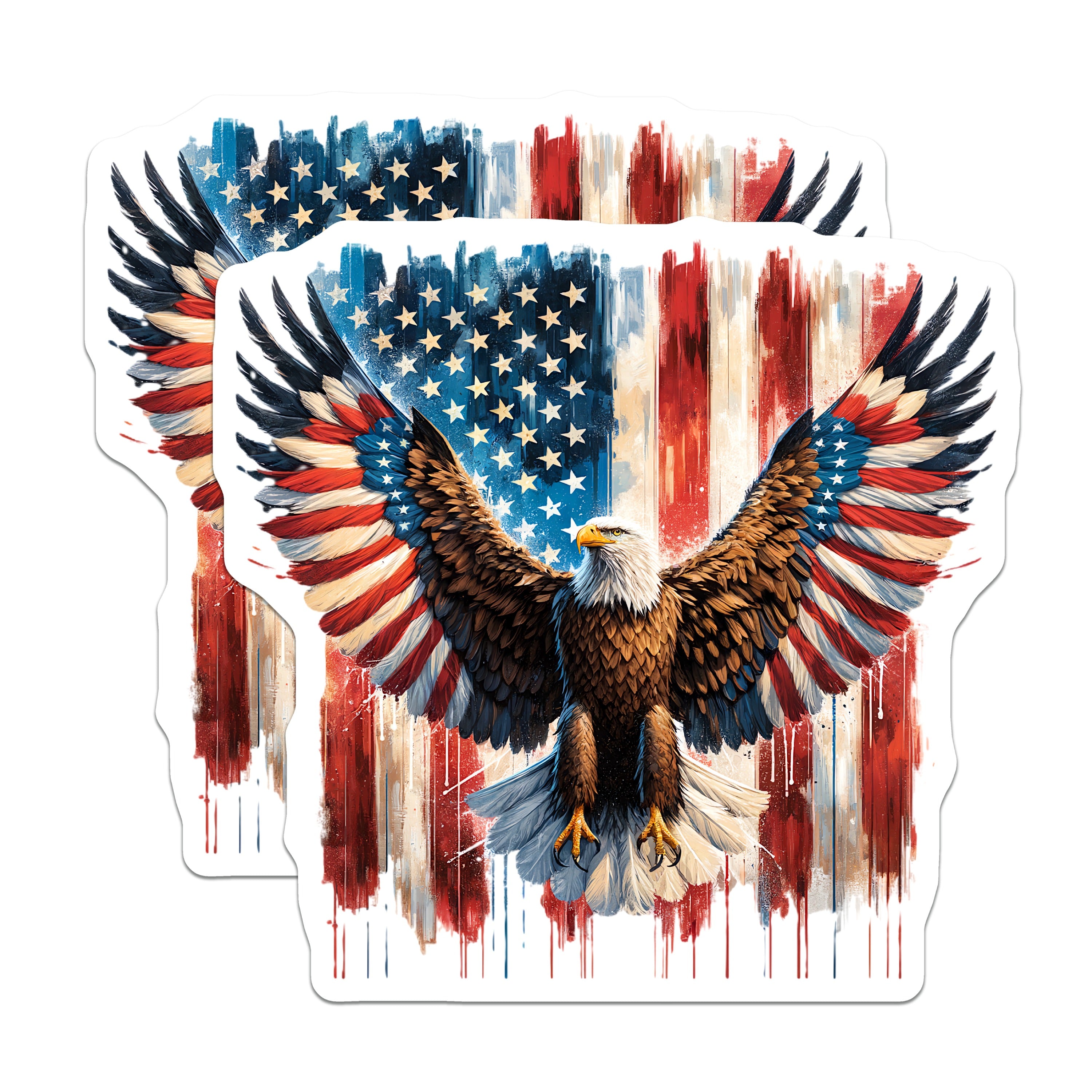 (2 Pack) American Flag Eagle Magnets - Patriotic USA Decor - Independence Day Display - 5 Inches On Longest Side - Thick Durable Magnet - Made in USA - MAG39567