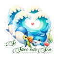 (2 Pack) Save Our Sea Magnets - Cute Ocean Animals - Marine Life Awareness - Kids Room Decor - 5" On Longest Side - for Cars, Fridges, Toolboxes - Made in USA - MAG7967