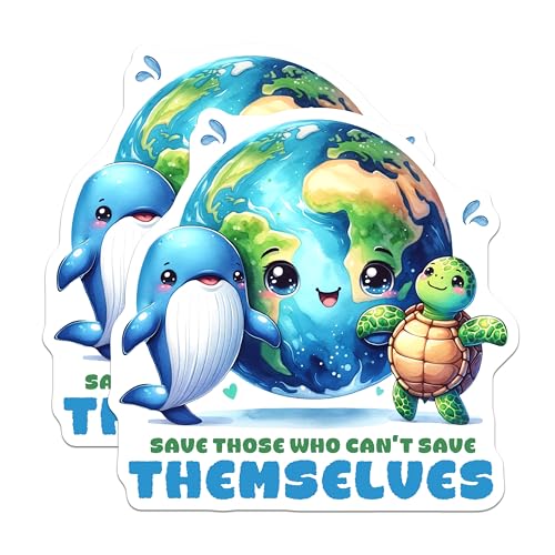 (2 Pack) Save Those Who Can't Save Themselves Stickers - Environmental Awareness - Inspirational for Laptops - 5" On Longest Side - Sticks to Smooth Flat Surfaces - Made in USA - BMCS7954