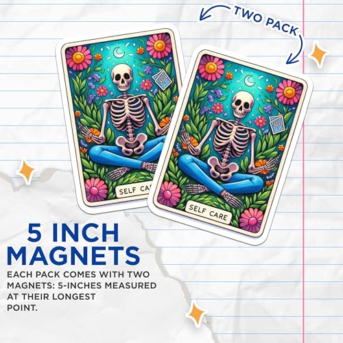 (2 Pack) Vibrant Retro Art Magnet - Inspirational Wellness Decor for Home Locker Office - 5" On Longest Side - Sticks to Smooth Flat Surfaces - Made in USA - MAG9405