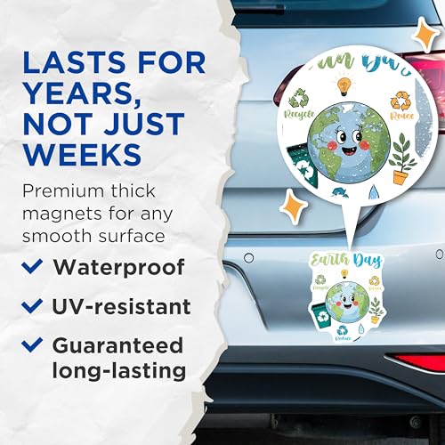 (2 Pack) Earth Day Magnets Magnets - 5" On Longest Side - Made in USA - Sticks to Refrigerators & Metal Surfaces - MAG8442