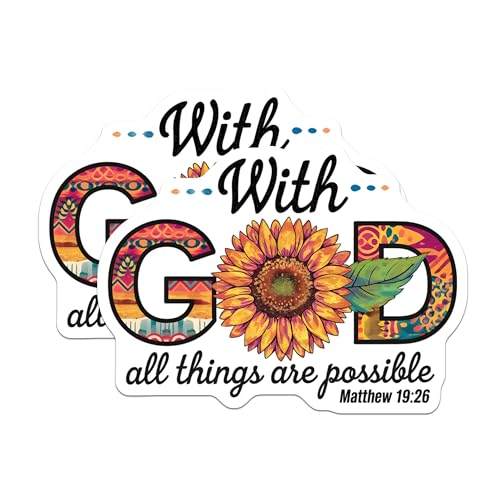 (2 Pack) with God All Things are Possible Magnets - Inspirational Decor - Motivational Magnet Set - 5" On Longest Side - for Cars, Fridges, Toolboxes - Made in USA - MAG6686