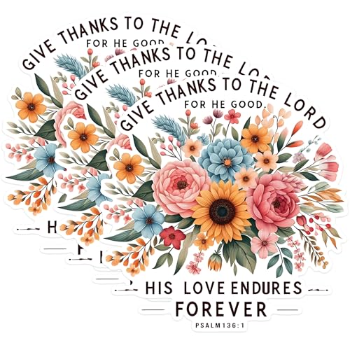 (3 Pack) Floral Christian Decals - Religious Laptop Decal - Bible Verse Stickers - 3 Inches On Longest Side - Easy Peel & Apply - Made in USA - 3MCS1631
