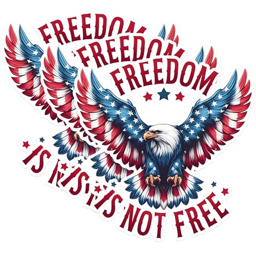 (3 Pack) Freedom Eagle Decals - Patriotic Stickers - Laptop Decal - 3 Inches On Longest Side - Easy Peel & Apply - Made in USA - 3MCS1528