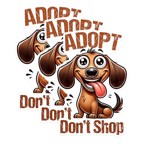 (3 Pack) Adopt Don't Shop Decals - Cute Puppy Art - Animal Rescue Decals - 3 Inches On Longest Side - Easy Peel & Apply - Made in USA - 3MCS1268