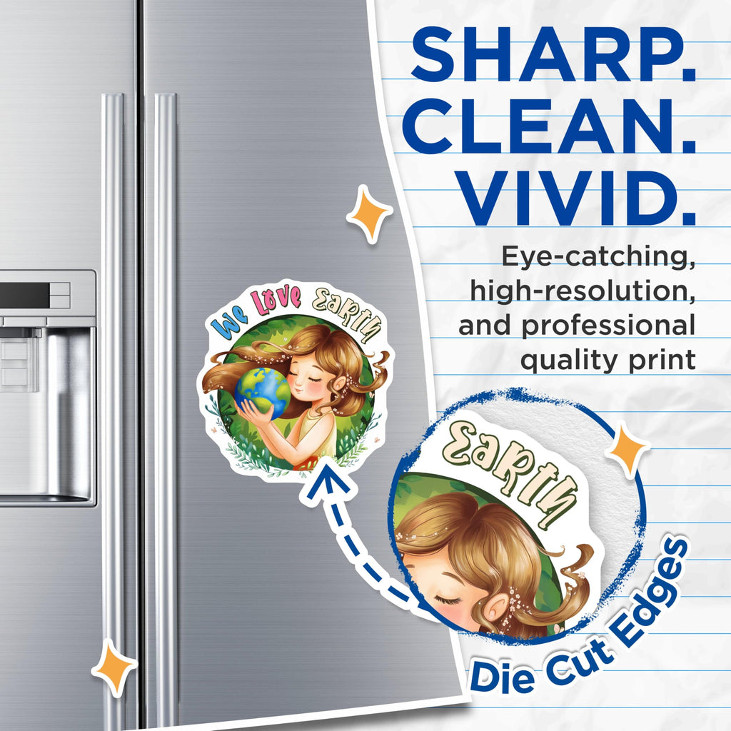 (2 Pack) We Love Earth Magnets - Eco-Friendly Reminder - Earth Day Decoration - 5" On Longest Side - for Cars, Fridges, Toolboxes - Made in USA - MAG7683