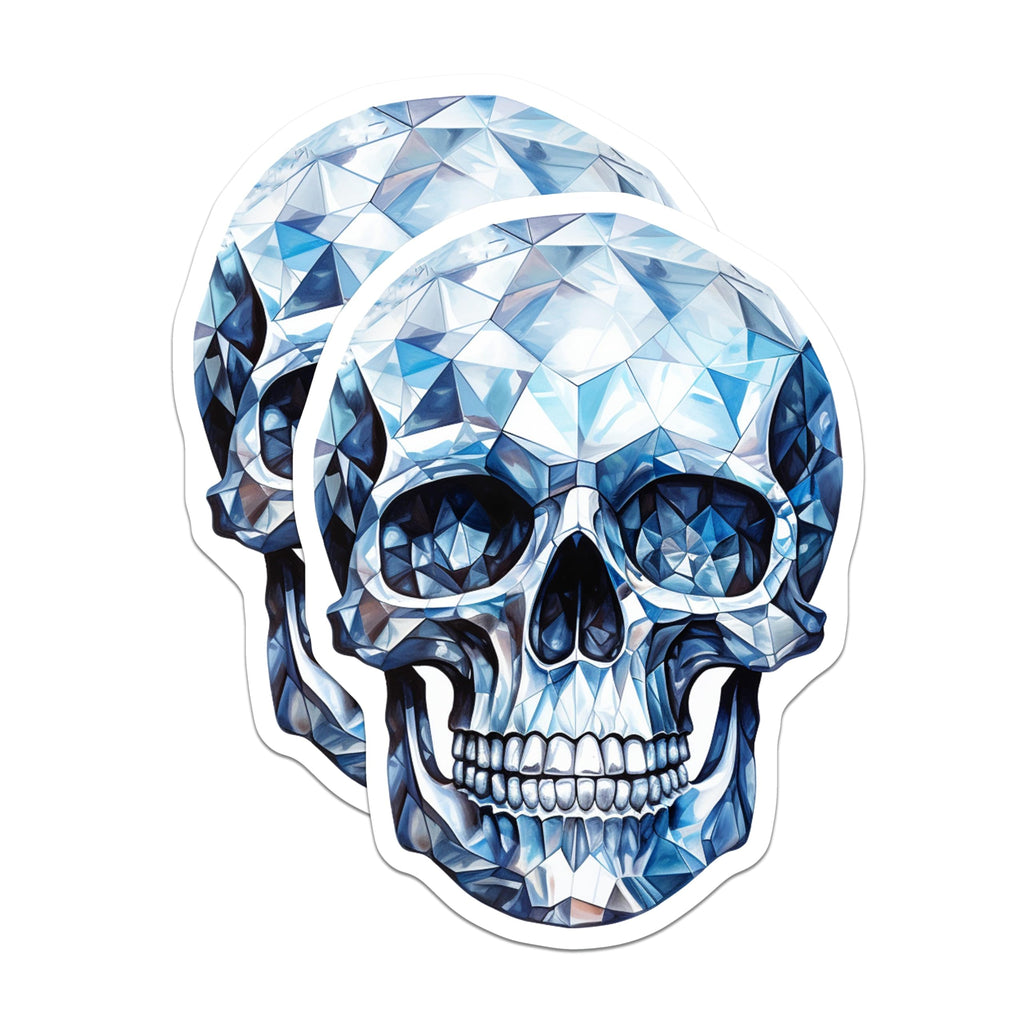(2 Pack) Sparkling Blue Diamond Skull Magnets - Faceted Crystal Skull Design - Unique Gothic Aesthetic Refrigerator Decor - 5 Inches On Longest Side - Thick Durable Magnet - Made in USA - MAG20360