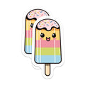 (2 Pack) Kawaii Popsicle Magnets - Rainbow Ice Cream Decor - Cute Food Refrigerator Locker Accessory for Kitchen Office - 5 Inches On Longest Side - Thick Durable Magnet - Made in USA - MAG37119