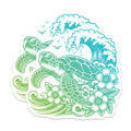 (2 Pack) Sea Turtle Ocean Wave Magnets - Tropical Floral Art - Hawaiian Coastal Decor - Marine Animal Refrigerator - 5 Inches On Longest Side - Thick Durable Magnet - Made in USA - MAG37774