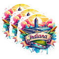 (3 Pack) Indiana Decals - Indianapolis Skyline - Travel Decal- 3 Inches On Longest Side - Easy Peel & Apply - Made in USA - 3MCS5781
