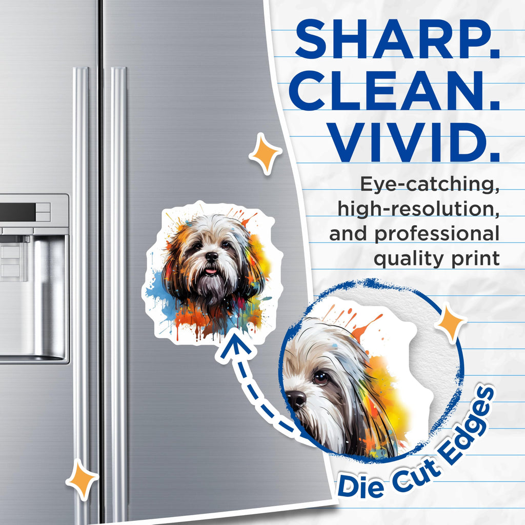 (2 Pack) Shih Tzu Dog Magnets - Watercolor Splatter Art - Dog Lover Fridge Decor - Cute Puppy Animal Art - 5 Inches On Longest Side - Thick Durable Magnet - Made in USA - MAG28171