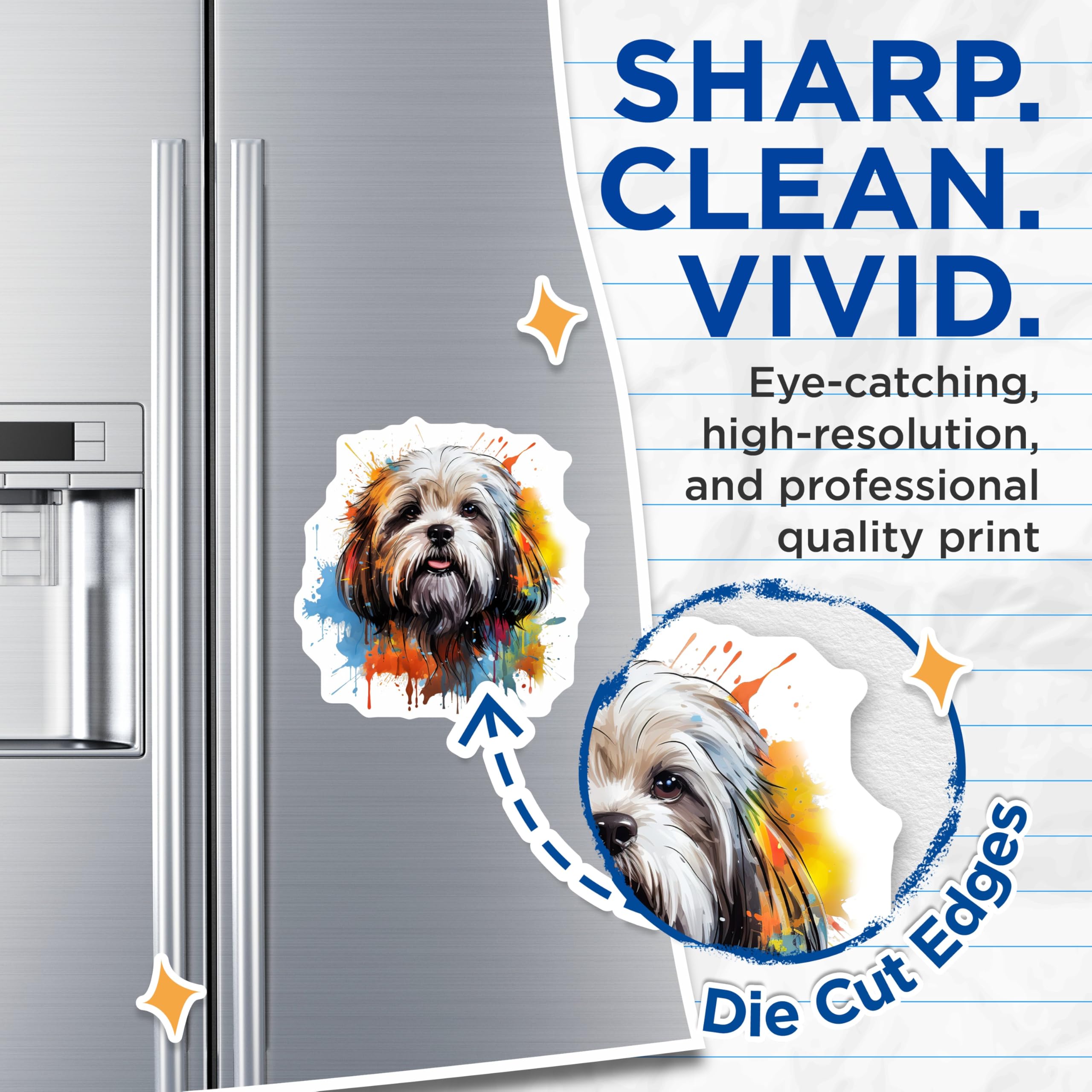 (2 Pack) Shih Tzu Dog Magnets - Watercolor Splatter Art - Dog Lover Fridge Decor - Cute Puppy Animal Art - 5 Inches On Longest Side - Thick Durable Magnet - Made in USA - MAG28171