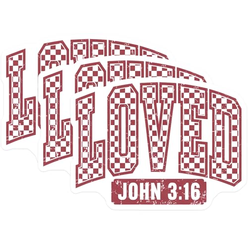 (3 Pack) Loved John 3 16 Decals - Bible Verse Sticker - Religious Decal - 3 Inches On Longest Side - Easy Peel & Apply - Made in USA - 3MCS7720