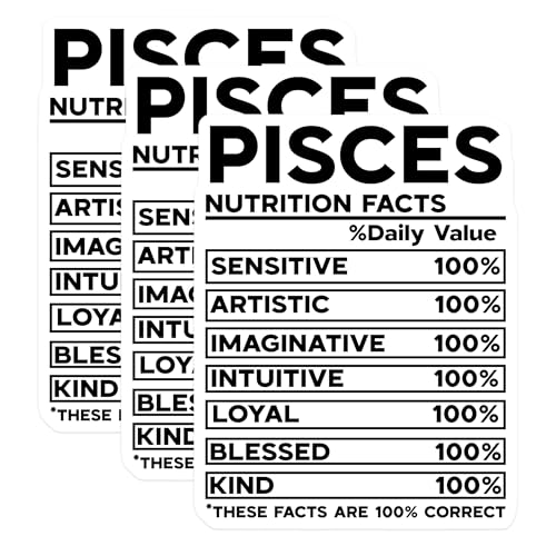 (3 Pack) Pisces Decals - Zodiac Sign Stickers - Astrology Laptop Decal - 3 Inches On Longest Side - Easy Peel & Apply - Made in USA - 3MCS4027