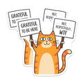 (2 Pack) Grateful to Be Here WTF Cat Magnets - Funny Cat Magnets - Humorous Fridge Magnets for Home or Office - 5" On Longest Side - for Cars, Refrigerators, Toolboxes, Lockers - Made in USA BMCS3308