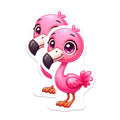 (2 Pack) Cute Flamingo Magnets - Kawaii Tropical Bird Fridge Decor - Pink Animal Locker Accents - 5 Inches On Longest Side - Thick Durable Magnet - Made in USA - MAG37888