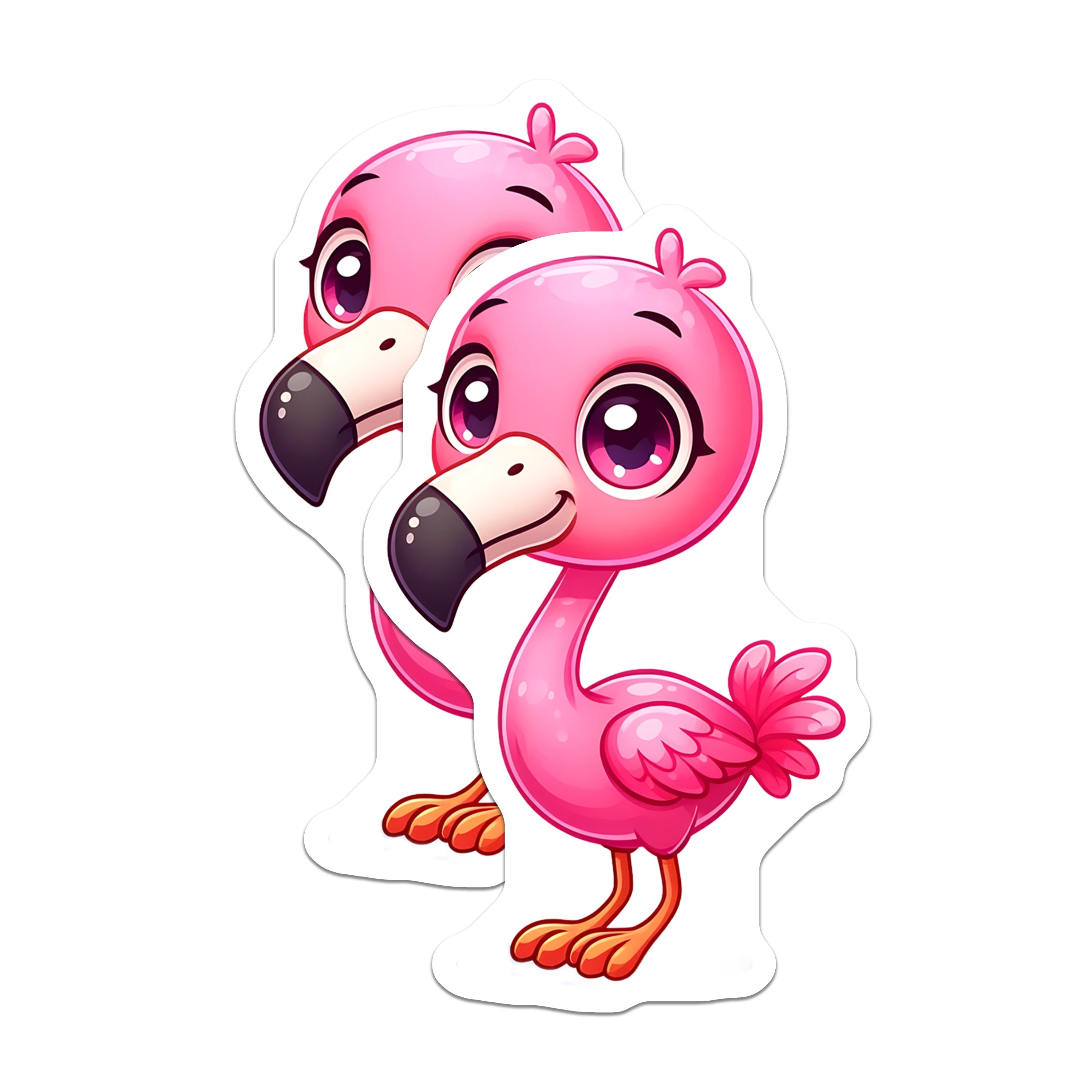 (2 Pack) Cute Flamingo Magnets - Kawaii Tropical Bird Fridge Decor - Pink Animal Locker Accents - 5 Inches On Longest Side - Thick Durable Magnet - Made in USA - MAG37888