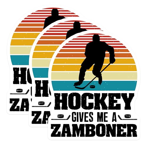 (3 Pack) Hockey Zamboner Decals - Funny Hockey - Retro Hockey Decals - 3 Inches On Longest Side - Easy Peel & Apply - Made in USA - 3MCS2858
