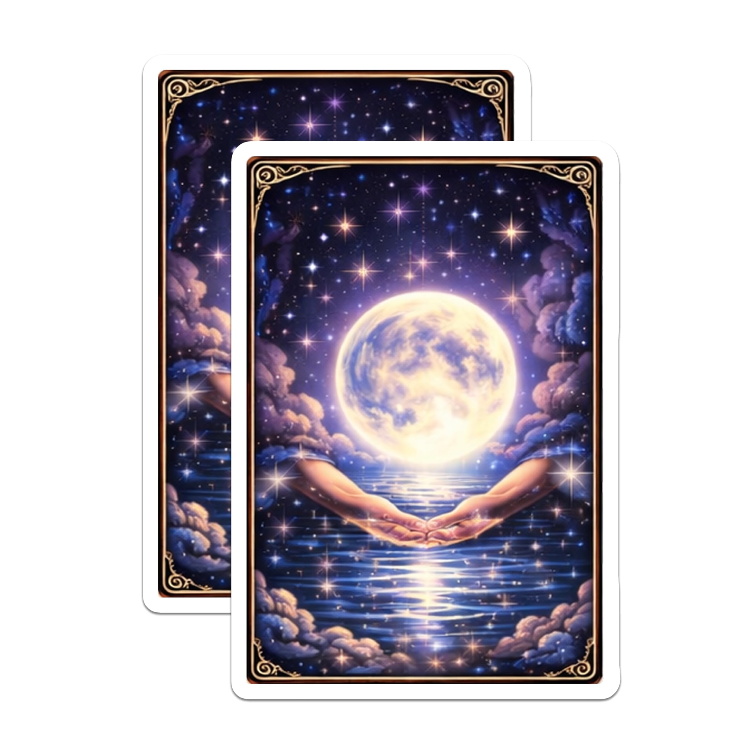 (2 Pack) Full Moon Magnets - Cosmic Celestial Art - Mystical Hands Fantasy - 5" On Longest Side - Premium Magnet - for Cars, Refrigerators, Toolboxes, Lockers - Made in USA - MAG15657