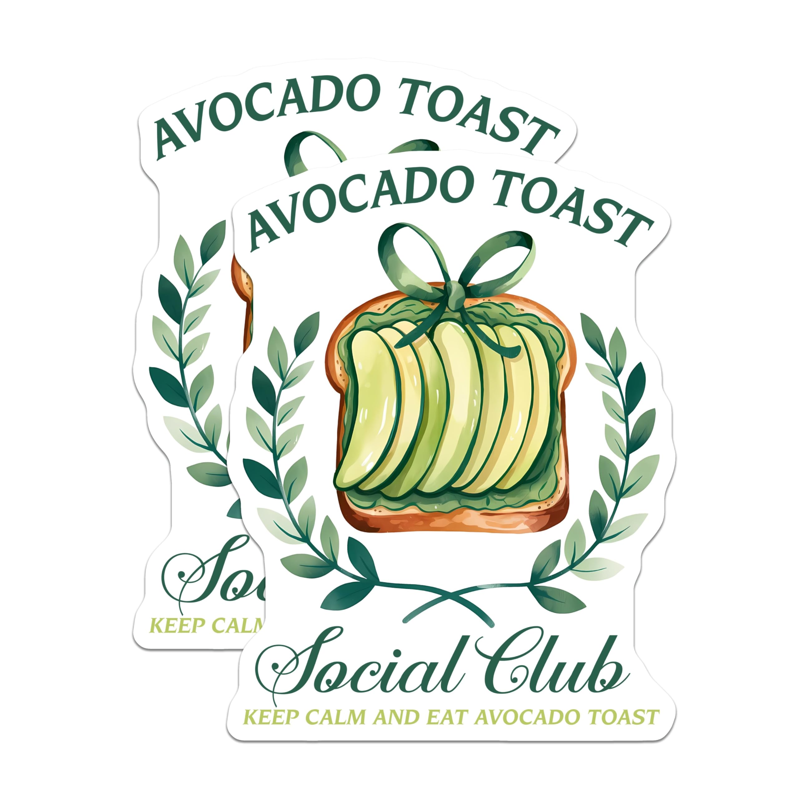 (2 Pack) Avocado Toast Stickers - 5" On Longest Side - Sticks to Smooth Flat Surfaces - Made in USA - BMCS8380 - BMCS8380