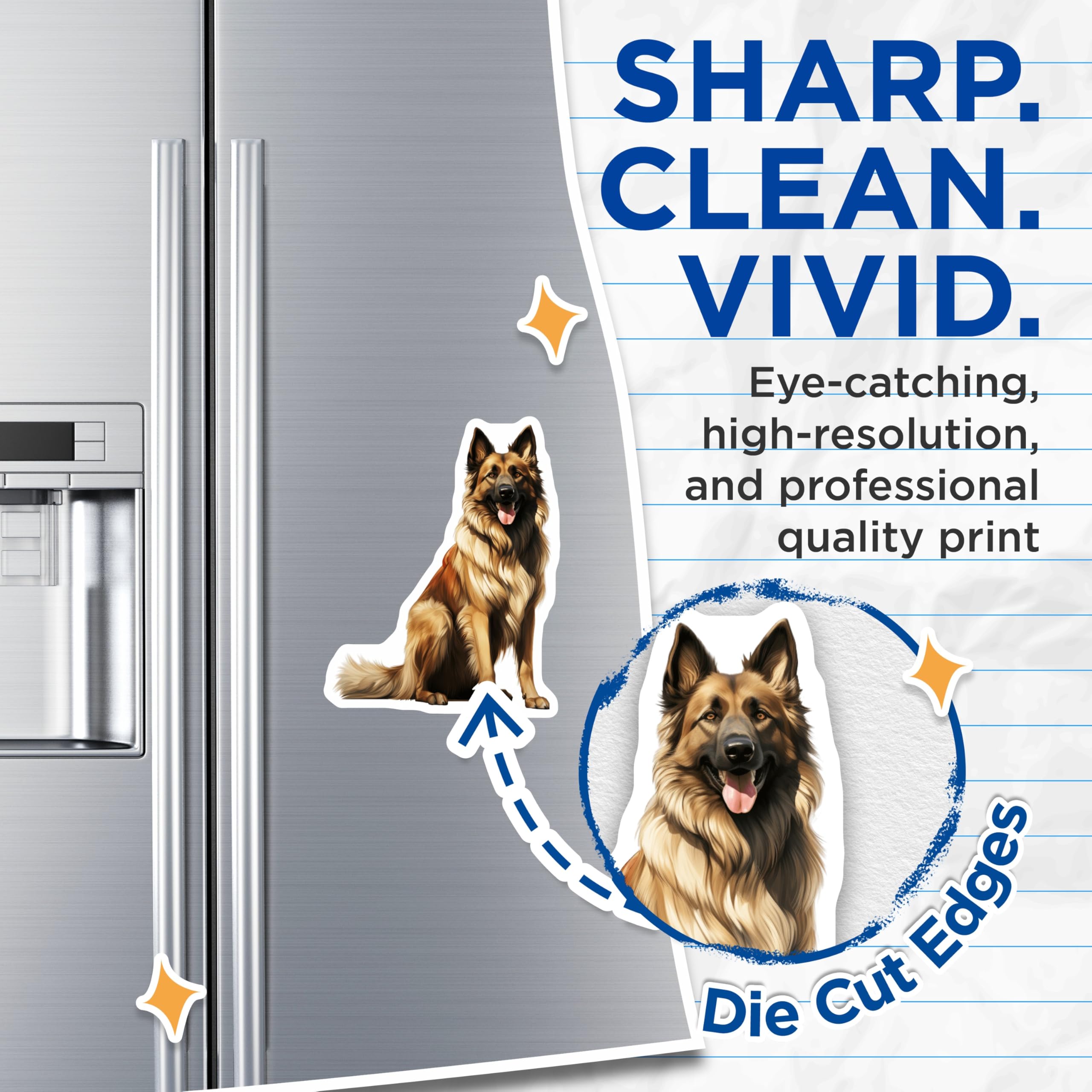 (2 Pack) German Shepherd Magnets - Dog Lover Decor - Pet Owner Present - 5 Inches On Longest Side - Thick Durable Magnet - Made in USA - MAG30858
