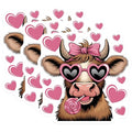 (3 Pack) Cow with Hearts Decals - Cute Animal - Laptop Decal - 3 Inches On Longest Side - Easy Peel & Apply - Made in USA - 3MCS2382