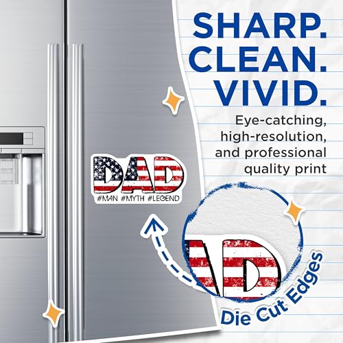 (2 Pack) Dad American Flag Quote Magnets - Patriotic Dad Home Decor Magnets - Dad Inspirational Quote Magnets - 5" On Longest Side - for Cars, Refrigerators, Toolboxes, Lockers - Made in USA BMCS3238