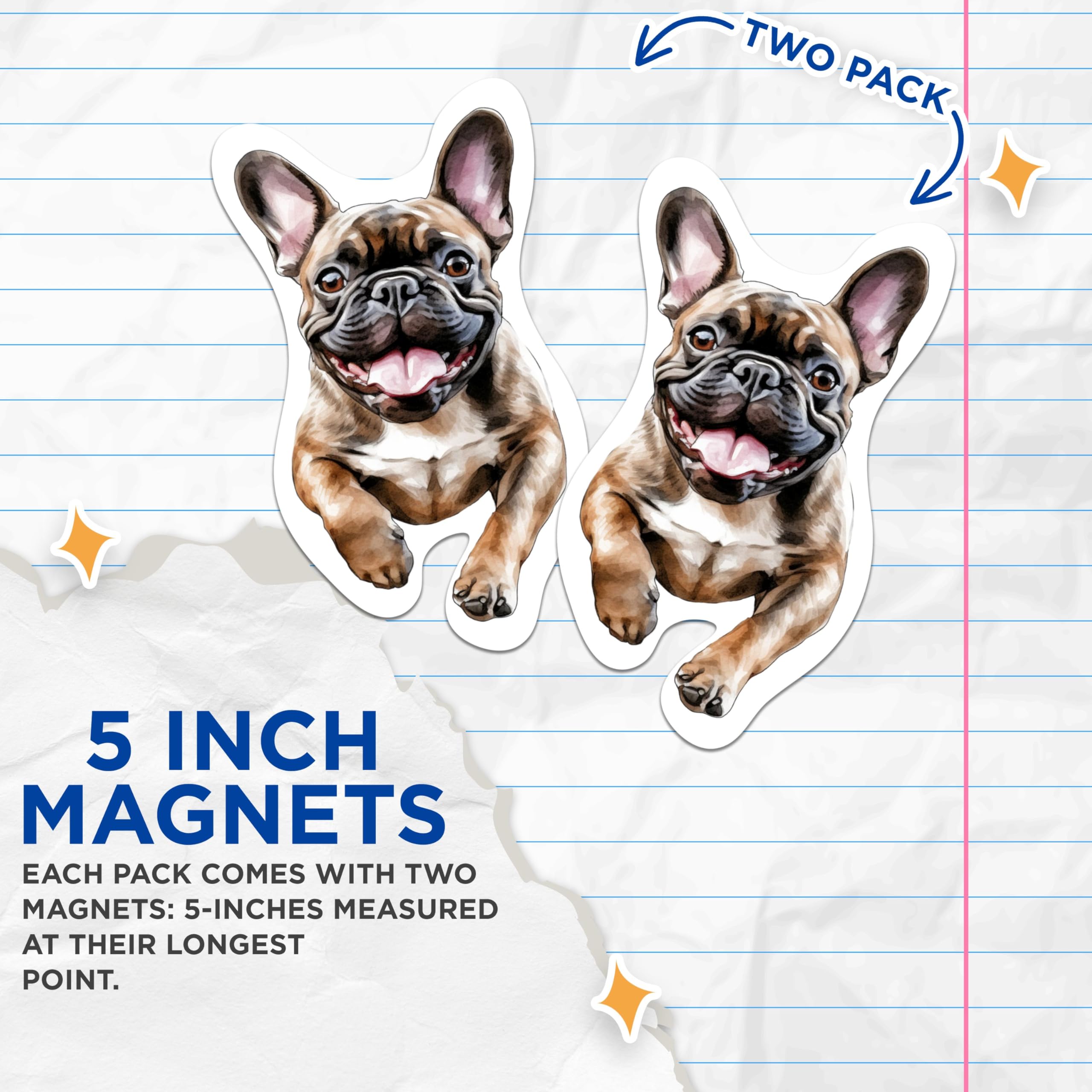 (2 Pack) French Bulldog Magnets - French Bulldog Dog Breed Magnets - Frenchie Breed - 5 Inches On Longest Side - Premium Magnet - for Cars, Refrigerators, Toolboxes - Made in USA - MAG2187