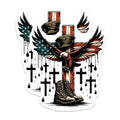 (2 Pack) Patriotic Eagle Magnets - American Flag Decor - Military Cross Design - 5" On Longest Side - Premium Magnet - for Cars, Refrigerators, Toolboxes, Lockers - Made in USA - MAG15550