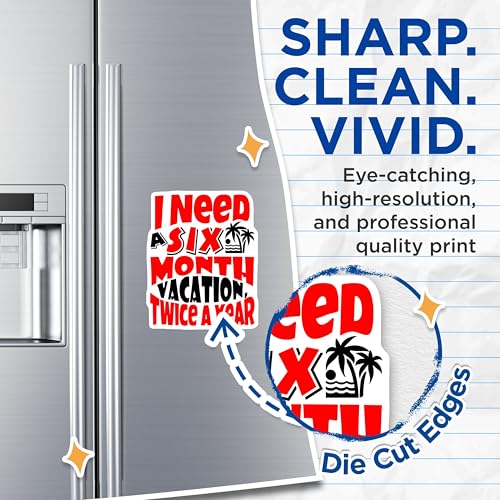 (2 Pack) Six Month Vacation Magnets Magnets - Funny Vacation Quote - 5" On Longest Side - Made in USA - Sticks to Refrigerators & Metal Surfaces - MAG8903