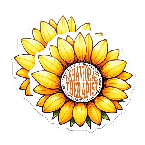 (2 Pack) Behavioral Therapist Sunflower Magnets - Motivational Flower - Inspirational Sunflower - 5" On Longest Side - for Cars, Refrigerators, Lockers - Made in USA BMCS3178