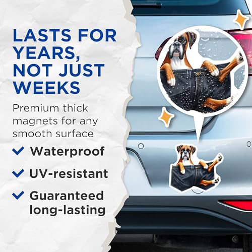 (2 Pack) Boxer Dog Magnets - Funny Fridge - Animal Lover Essential - 5" On Longest Side - for Cars, Fridges, Toolboxes - Made in USA - MAG3949