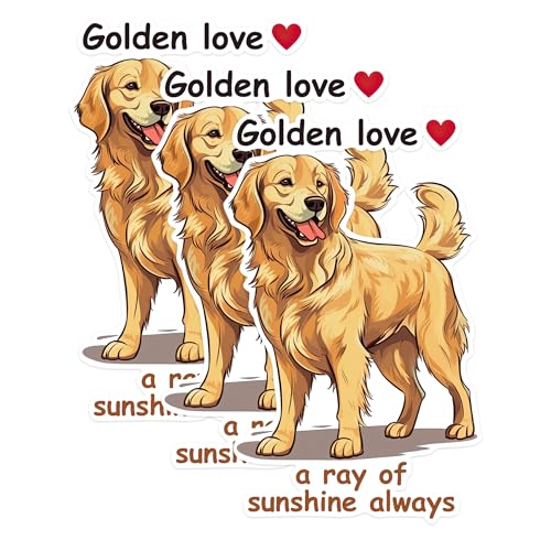 (3 Pack) Golden Retriever Decals - Dog Lover Sticker - Laptop Decal - 3 Inches On Longest Side - Easy Peel & Apply - Made in USA - 3MCS1246