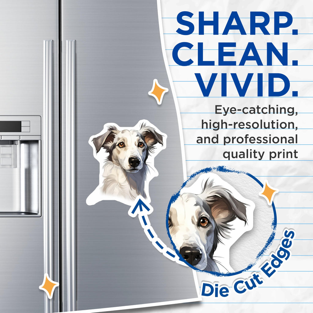 (2 Pack) White Dog Magnets - Cute Dog Art - Pet Lover Refrigerator Decor - 5 Inches On Longest Side - Thick Durable Magnet - Made in USA - MAG30397