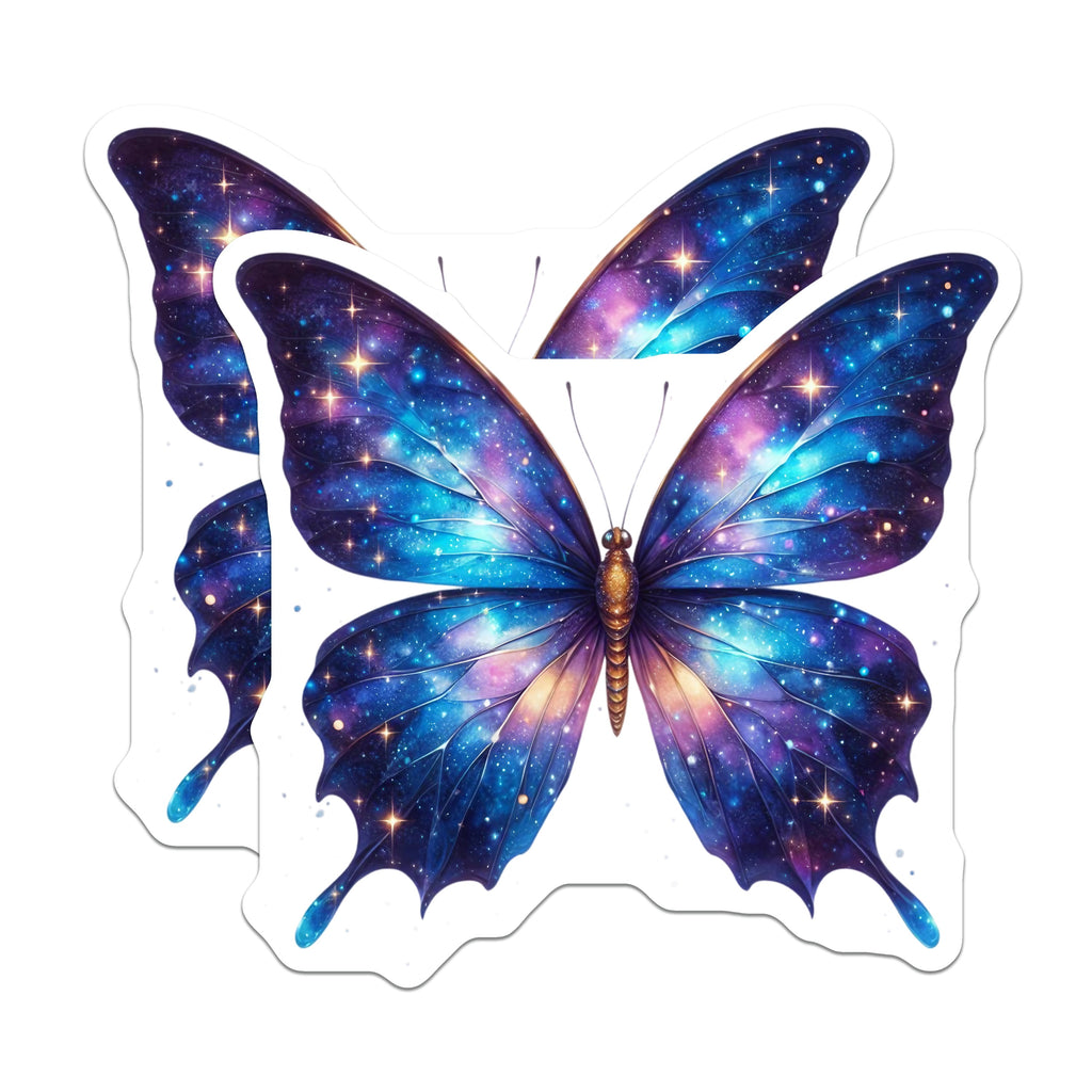 (2 Pack) Galaxy Butterfly Magnets - Celestial Fridge Decor - Cosmic Art Locker Magnet - 5 Inches On Longest Side - Thick Durable Magnet - Made in USA - MAG37270