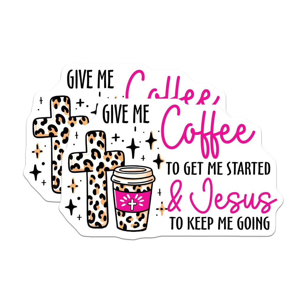 (2 Pack) Give Me Coffee Magnets - Jesus and Coffee Magnets - Religious Coffee Magnets - 5" On Longest Side - for Cars, Refrigerators, Toolboxes, Lockers - Made in USA BMCS3127
