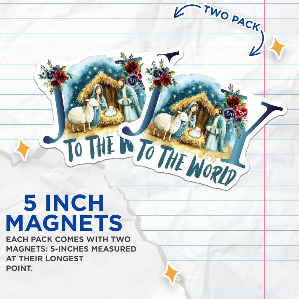 (2 Pack) Nativity Scene Magnets - Christmas Refrigerator Decor - Holiday Christian Home Magnets - 5 Inches On Longest Side - Thick Durable Magnet - Made in USA - MAG29750