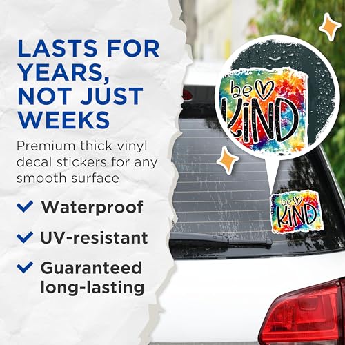 (2 Packs) Be Kind Stickers - Positive Inspiring Motivating Be Love Decals - 5 Inches On Longest Side - Premium Vinyl Decal - Sticks to Any Smooth Flat Surface - Made in USA - BMCS2503