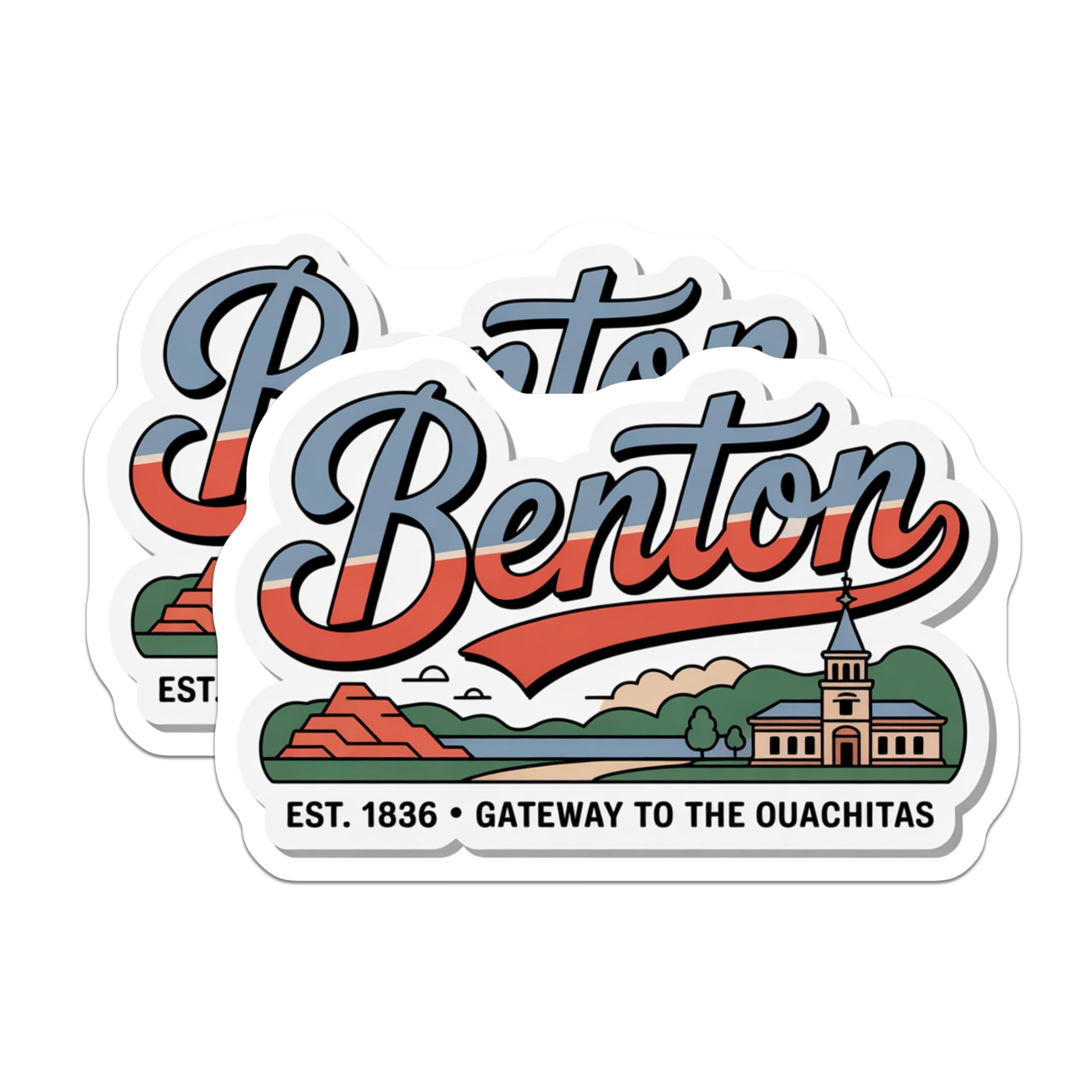 (2 Pack) Benton Arkansas Magnets - City Souvenir - Gateway to The Ouachitas - 5" On Longest Side - Premium Magnet - for Cars, Refrigerators, Toolboxes, Lockers - Made in USA - MAG18806