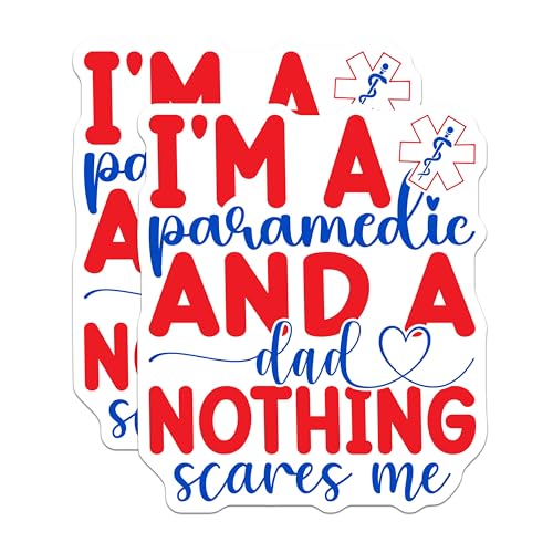 (2 Pack) Paramedic Dad Stickers - Inspirational Paramedic Decals - Motivational Father Stickers - 5" On Longest Side - Sticks to Smooth Flat Surfaces - Made in USA - BMCS5534