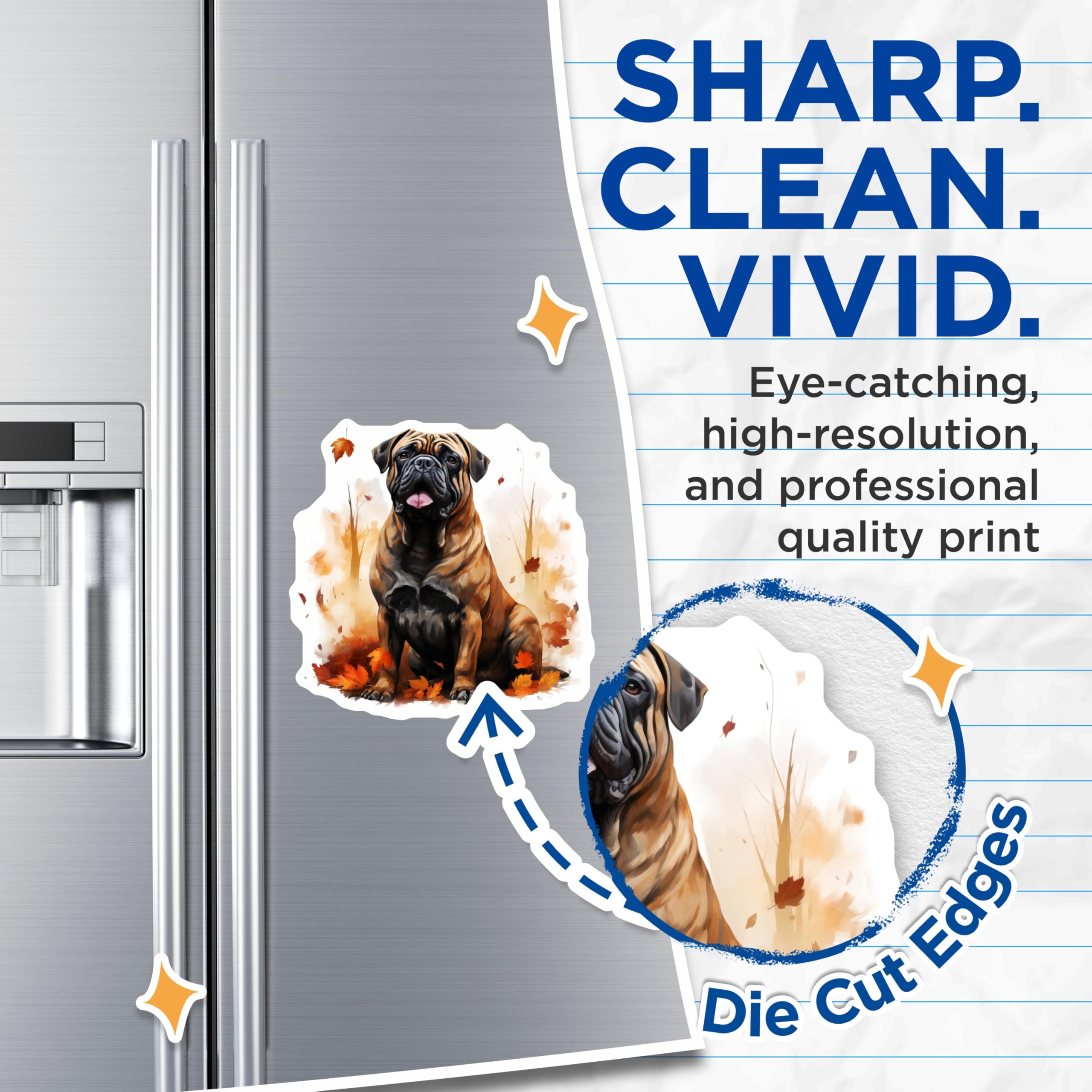 (2 Pack) Bullmastiff Dog Magnets - Autumn Fall Decor - Pet Lover Refrigerator Decor - 5 Inches On Longest Side - Thick Durable Magnet - Made in USA - MAG27700