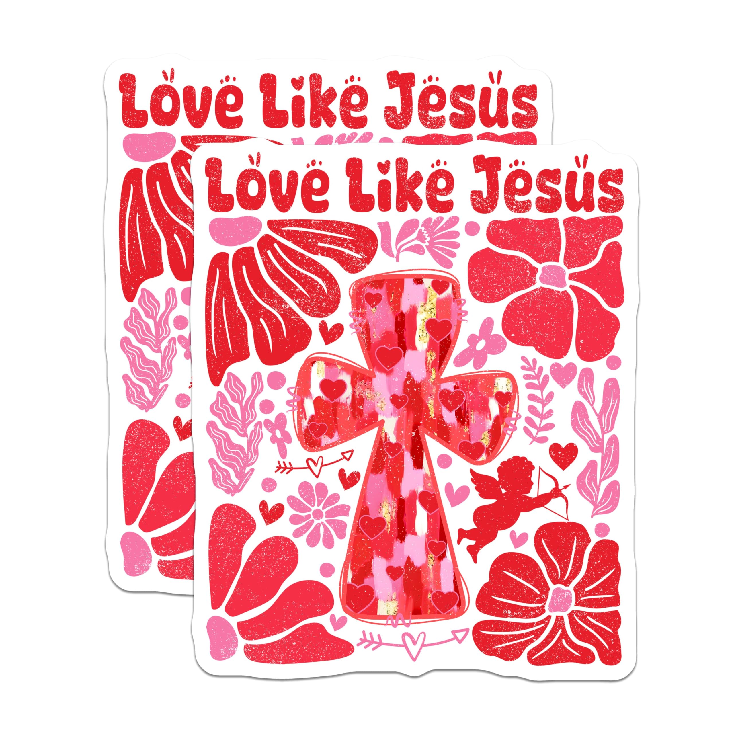 (2 Pack) Love Like Jesus Magnets - Inspirational Christian Magnets - Faith-Based Decorative Magnets for Home - 5" On Longest Side - for Cars, Refrigerators, Toolboxes, Lockers - Made in USA BMCS3366